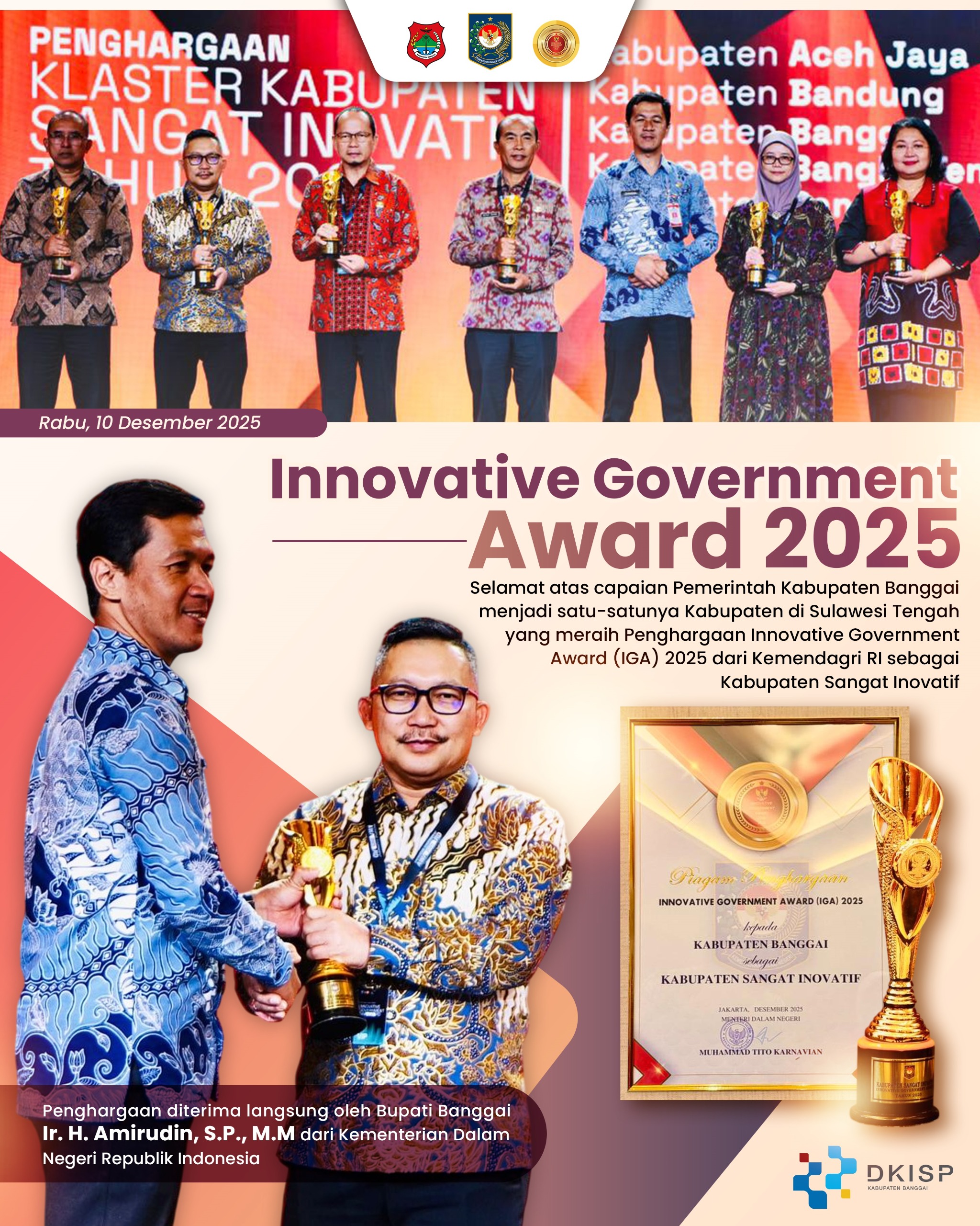 Kabupaten Sangat Inovatif, Banggai Satu-Satunya dari Sulawesi Tengah.